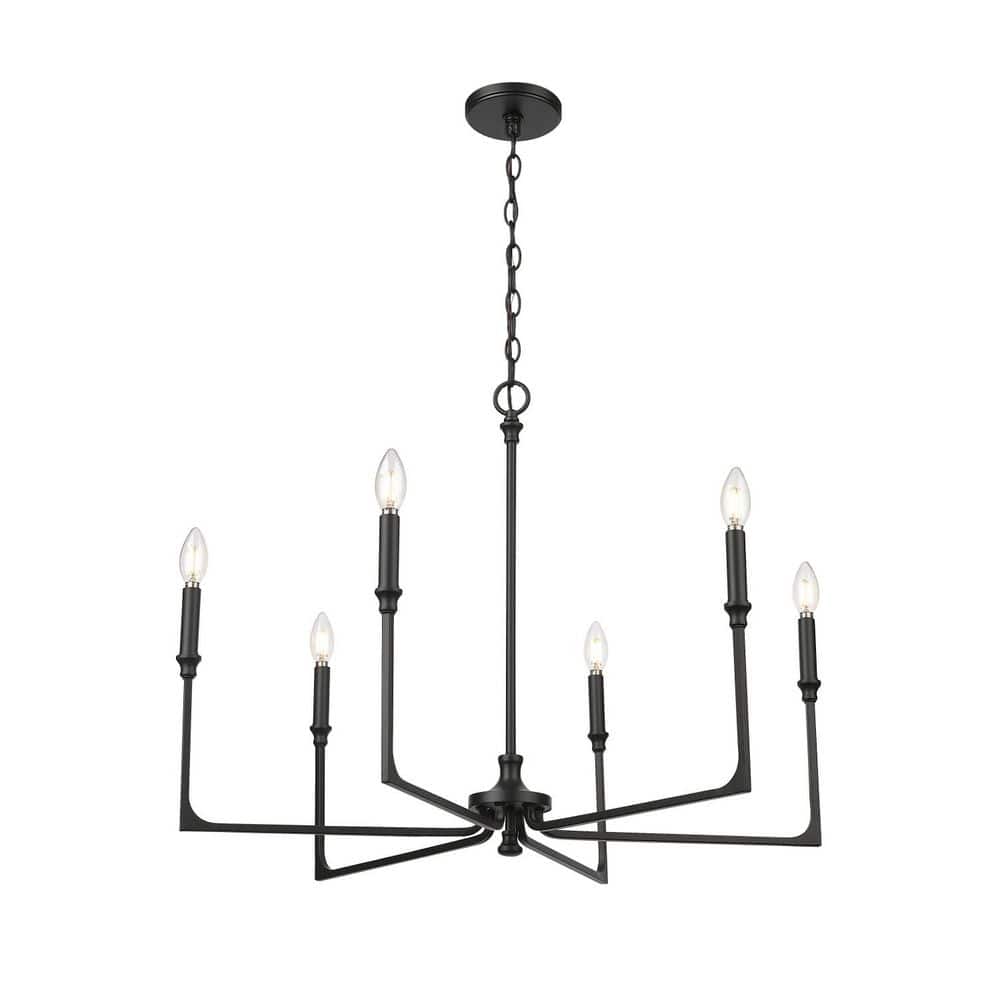 Azara 32 in. 6-Light Matte Black Chandelier Ceiling Light price history on PriceWatchPro