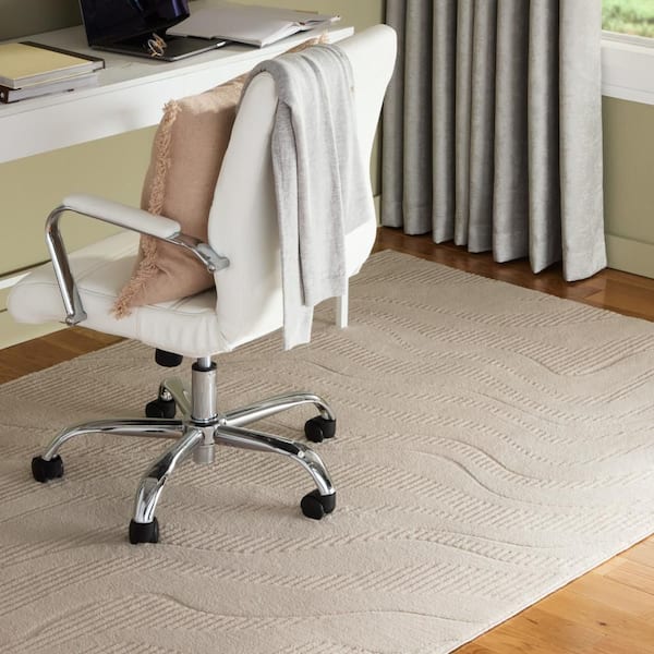 Lane Painterly Wave Washable Indoor 5 ft. x 7 ft. Taupe Polyester Area Rug
