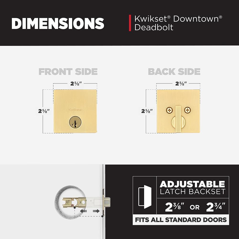 Satin Brass Square Single Cylinder Deadbolt Lock
