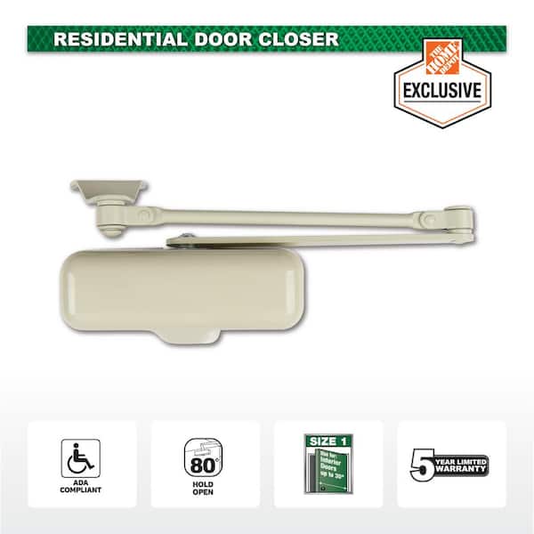 Universal Hardware Light-Duty Ivory Aluminum Residential Hold-Open Door Closer