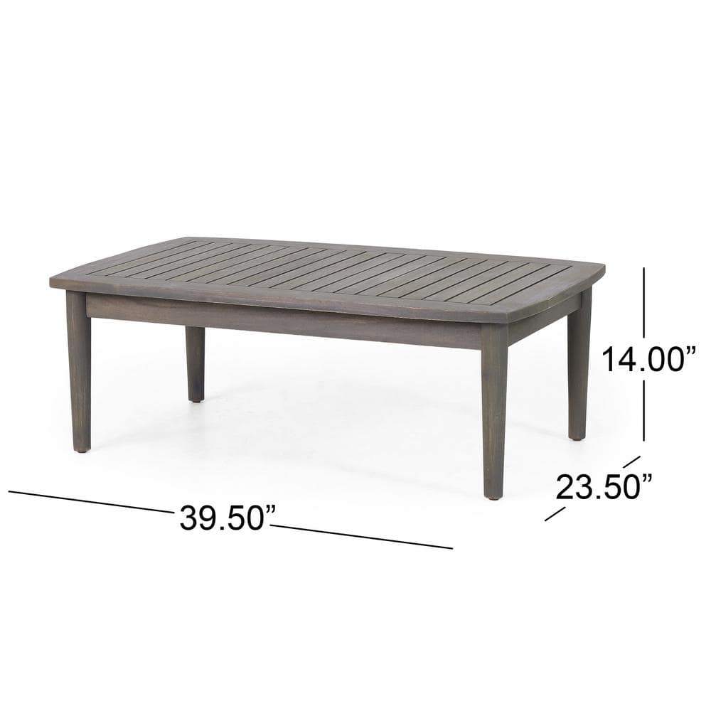 Noble House Willowbrook Grey 4-Piece Wood Patio Conversation Seating Set with Dark Grey Cushions Noble House Willowbrook Grey 4-Piece Wood Patio Conversation Seating Set with Dark Grey Cushions - 3