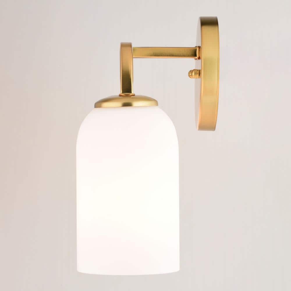 Shelby 23" Gold Brass Bathroom Vanity Light with White Glass