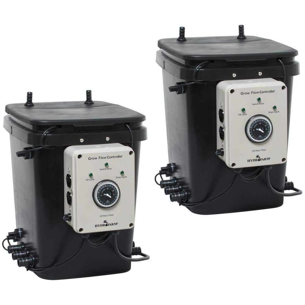 (2) Hydrofarm Plastic Grow Flow Ebb & Gro Controller Units w/2 Pumps: GFO7C