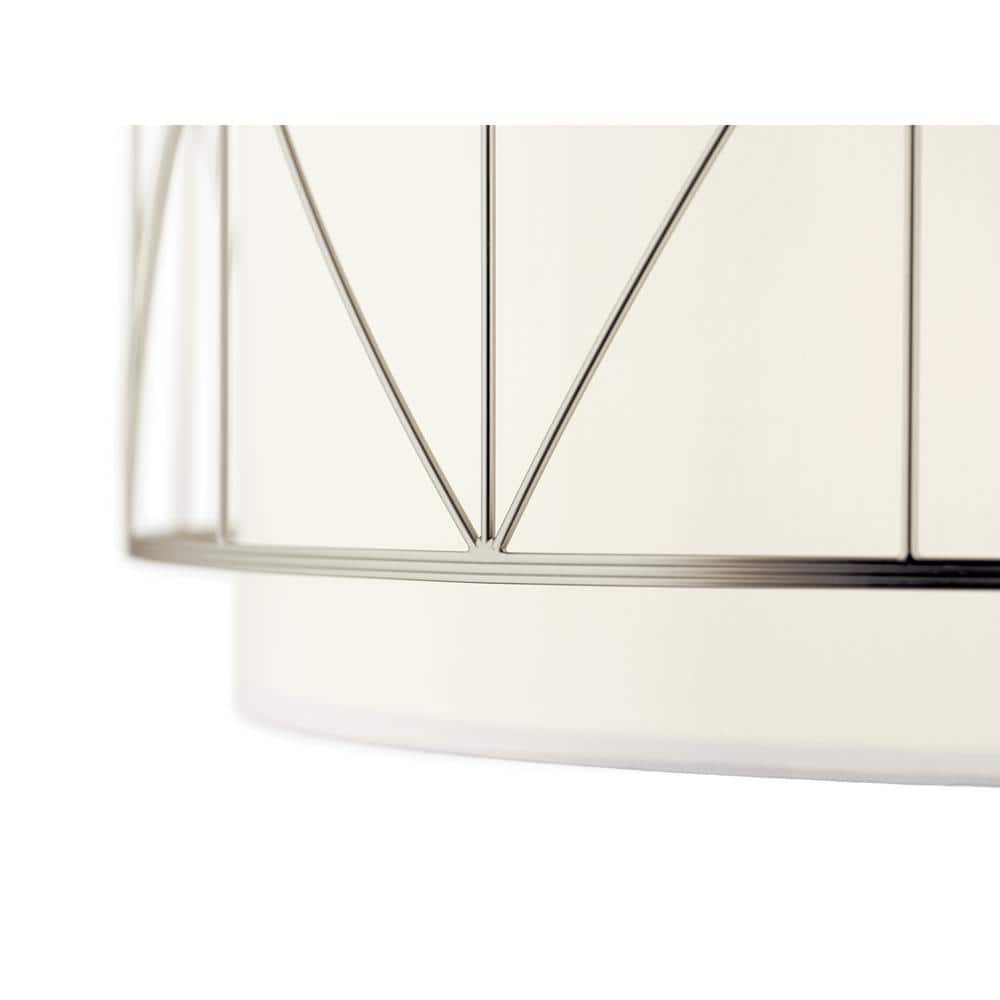 Birkleigh 24" Satin Nickel Drum Pendant with White Glass Shade