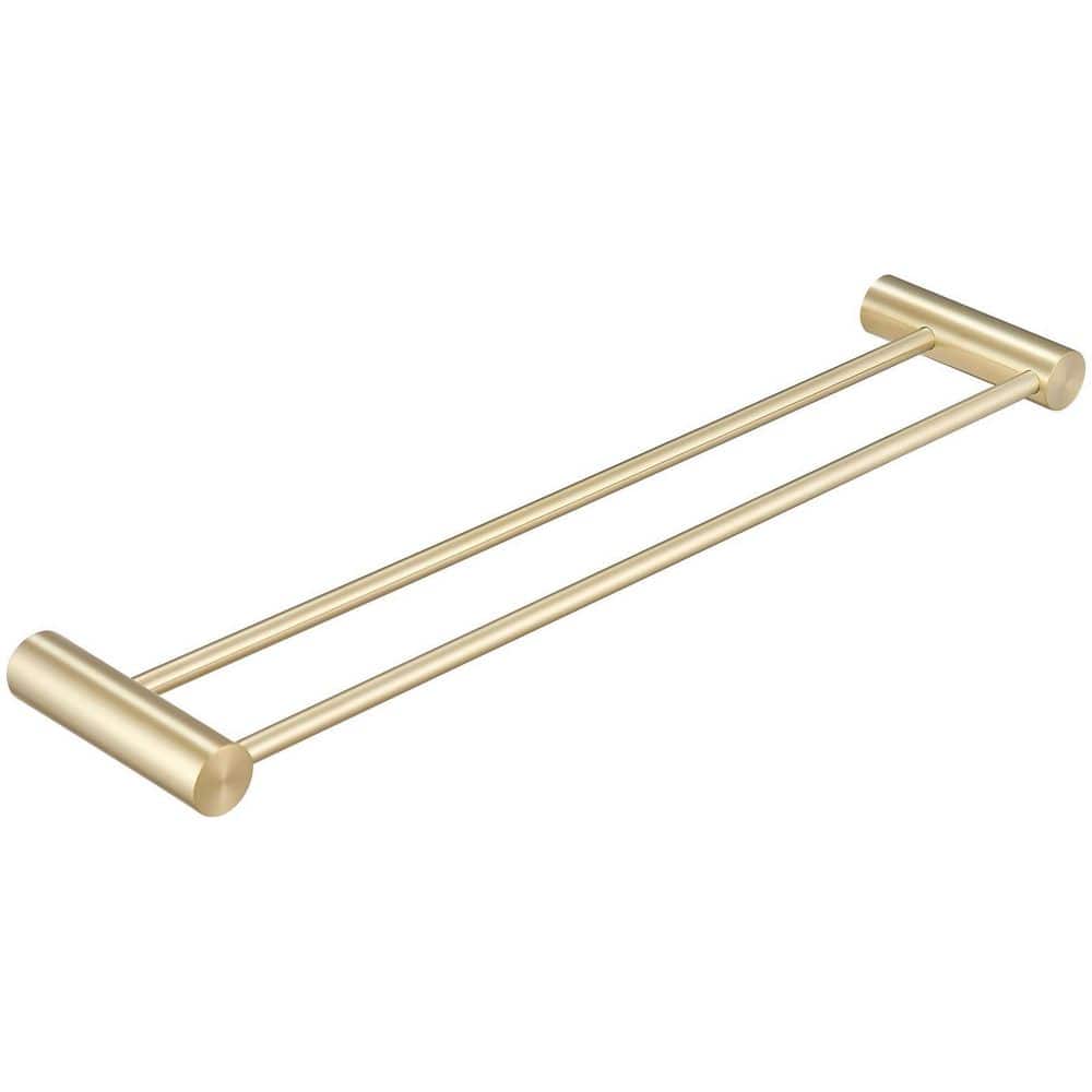 24 in. Modern Wall Mounted Double Bathroom Towel Bar Holder Rack Bath Accessories Hanger in Brushed Gold price history on PriceWatchPro