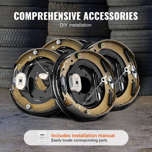 Gearzaar 12" X 2" Electric Trailer Brake Assembly Kit – Set Of 4 For 6000-7000 Lb Axles