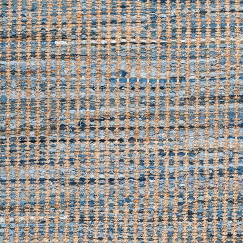 Cape Cod Blue and Natural Handmade Flat Woven Jute Rug 4' x 6'