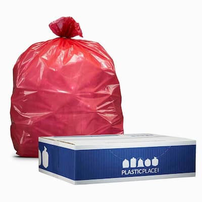 Wholesale Price APQ Pack of 25 Red Biohazard Waste Bag Liners 40 x 46 Disposable Plastic Lab Bags 40x46 Thickness 1.3 Mil Preprinted Poly Bags for Packing Trash Plastic Bags for Health Needs 