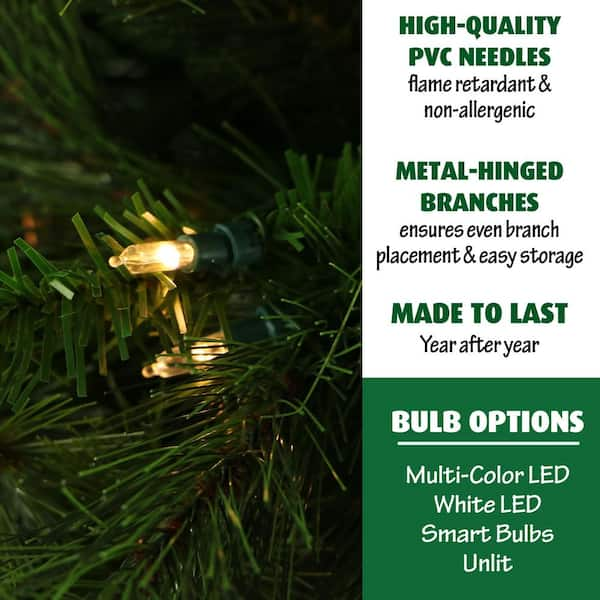 Fraser Hill Farm 6.5 ft. Pine Valley Flocked Artificial Christmas Tree, w/  Smart Multi-Color Clear LED Lights, Remote, Easy Connect FFPV065-6SN - The  Home Depot