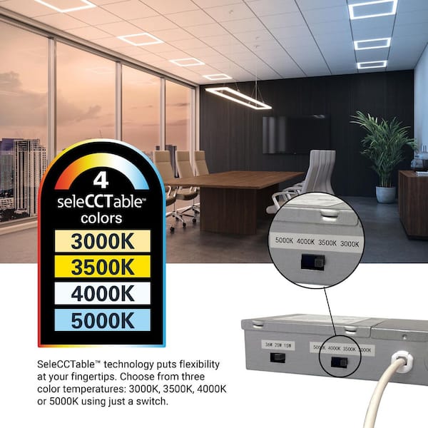 Metalux 2 x 2 ft. Selectable 4500/3200/2000 Lumens, Integrated LED, Surround Architectural Slim Frame Panel, 4-Selectable CCT