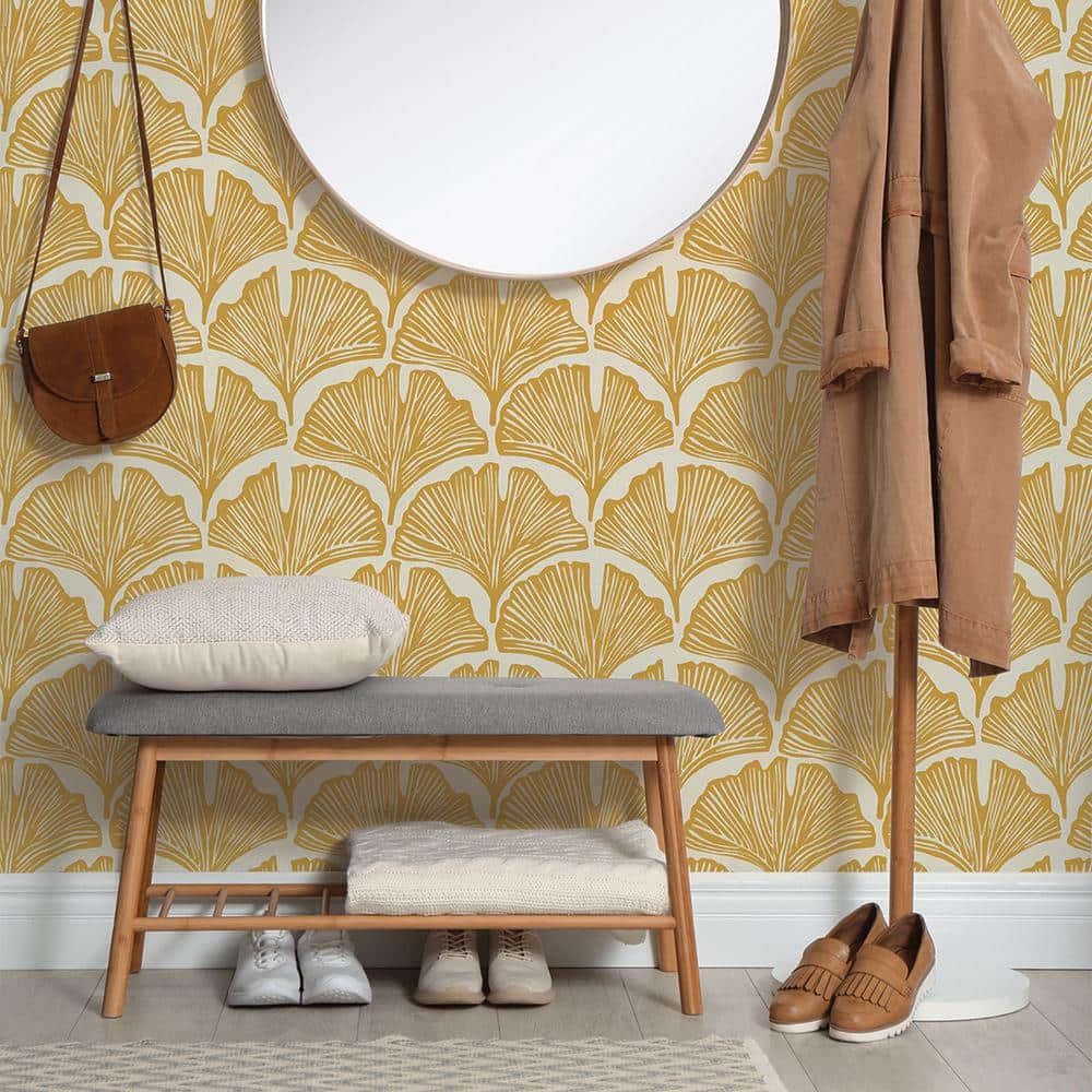 Golden Mustard Palm Self-Adhesive Removable Wallpaper Roll