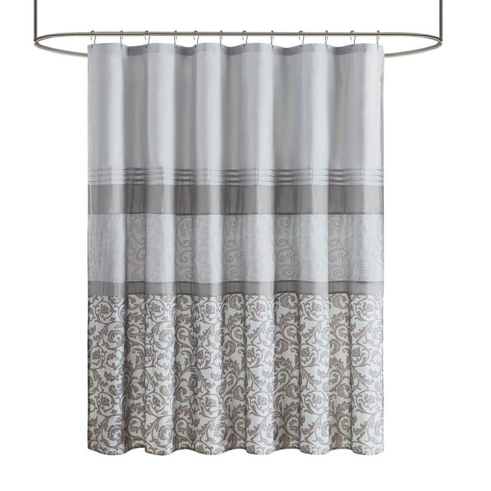 Printed and Embroidered 72 in. W x 72 in. L Polyester Microfiber Shower Cur