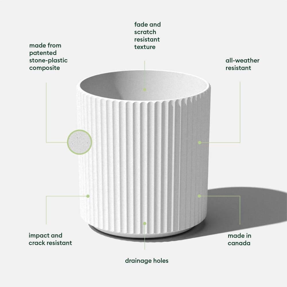 Roman Fluted Edge 16" White Round Planter for Indoor & Outdoor