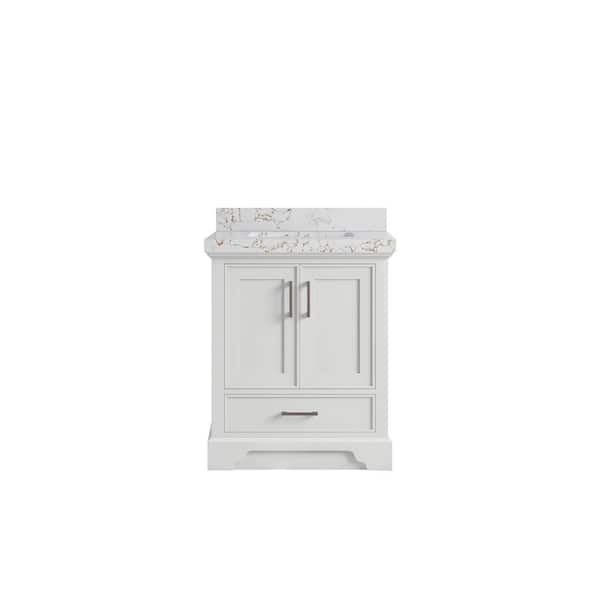 Willow Collections Charlotte 30 in. Single Sink Freestanding White Bath Vanity with Viola Gold Qt. Top Unassembled
