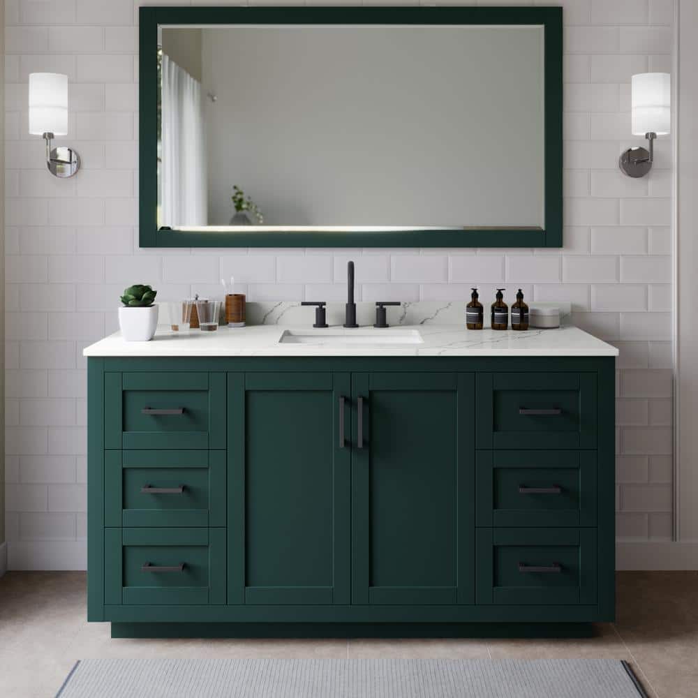 Miranda 66 in. W x 22 in. D x 33.75 in. H Single Bath Vanity in Green with Giotto Quartz Top price history on PriceWatchPro