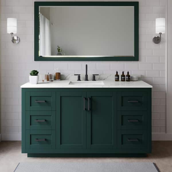 Wyndham Collection Miranda 66 in. W x 22 in. D x 33.75 in. H Single Bath Vanity in Green with Giotto Quartz Top