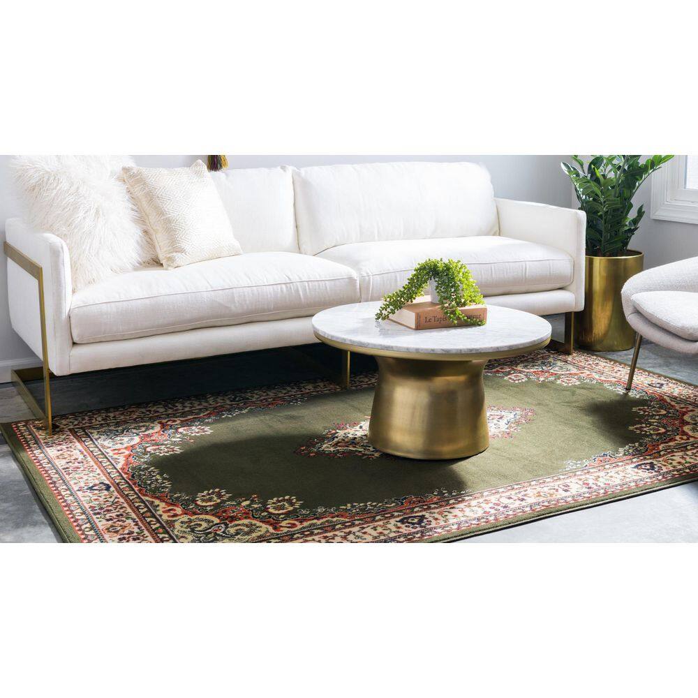 Amaya Green Medallion 8' x 10' Synthetic Easy-Care Area Rug