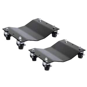 Premium Wheel Dollies - Set of 2 Solid Steel Tire Skates with 3 in. Swivel Casters - 1500 lbs. Capacity (Black)