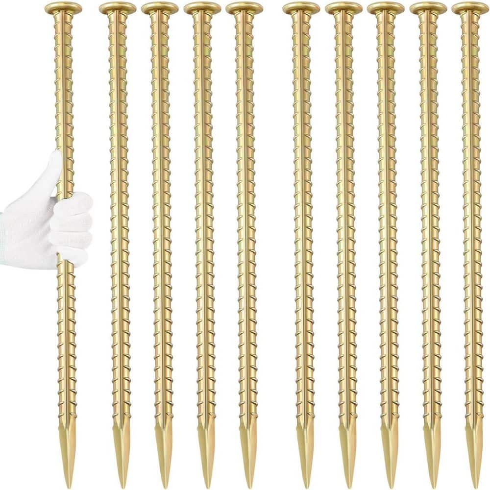 16 in. Heavy Duty Anchoring Spikes T-Shape Yellow Rebar Stakes, with Chisel Point End for Speed Bump and Tent, 10-Pack price history on PriceWatchPro