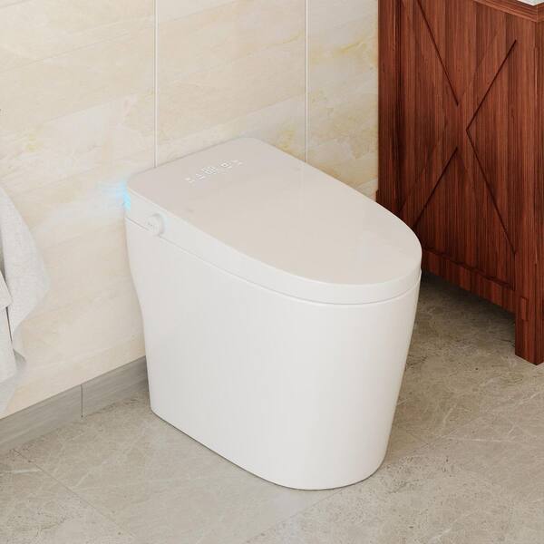 CASAINC Smart Elongated Tankless Bidet Toilet with Auto Open, Voice Control & Power-Off Flushing