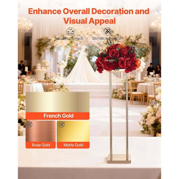SKYSHALO Wedding Flower Stand 10-Pieces 31.5 in. Column Stand Gold