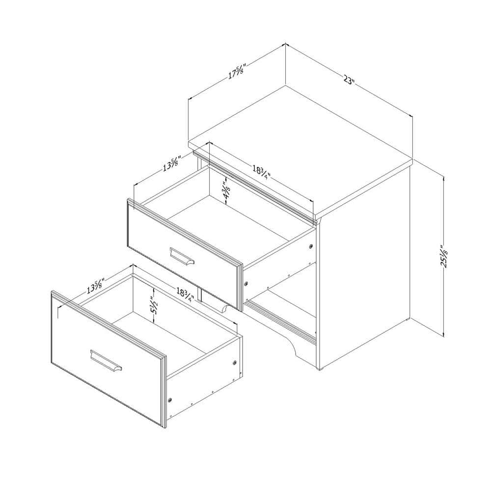 Winter Oak 2-Drawer Nightstand with Metal Handles