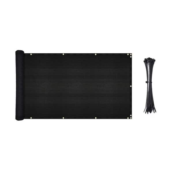3. 5ft x 16.5 ft Black Polymer Privacy Screen Balcony Shield Porch Deck Outdoor Backyard Patio Includes 35 pc Cable Ties