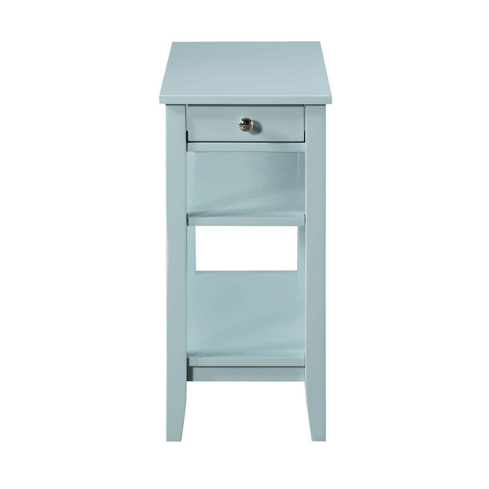 Sea Foam Blue Wood Chairside End Table with Storage