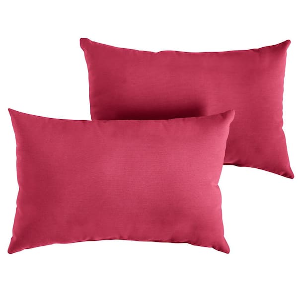 SORRA HOME Sunbrella Hot Pink Rectangular Outdoor Knife Edge Lumbar Pillows (2-Pack)