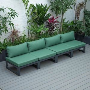 Chelsea 4-Piece Aluminum Outdoor Patio Sectional with Green Cushions