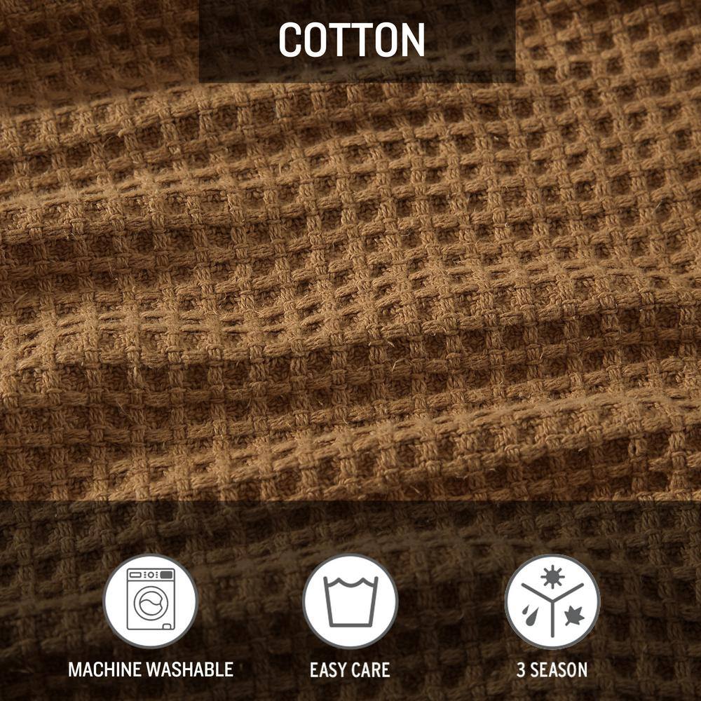 Full Brown Cotton Knitted Reversible Blanket Set