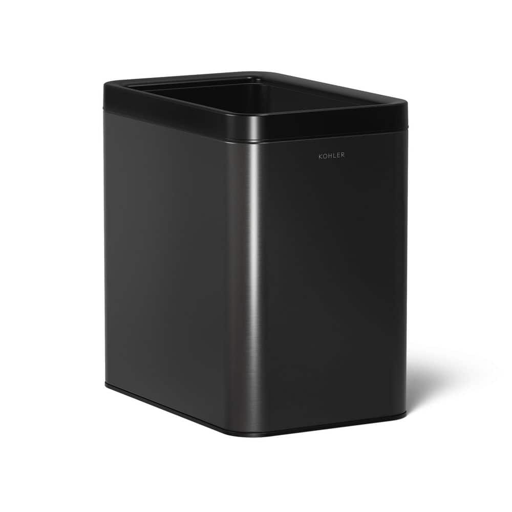 KOHLER 25-Liter Open-Top Trash Can in Black Stainless 31314-BST