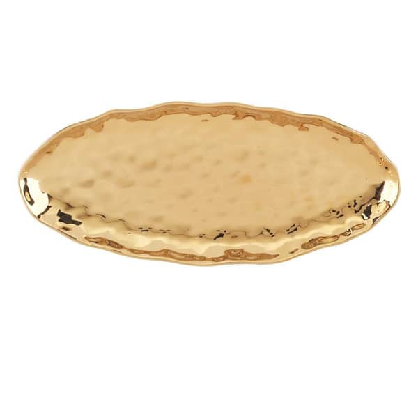 Certified International Gold Coast 11.5 in. Gold Porcelain Oval Fish Platter
