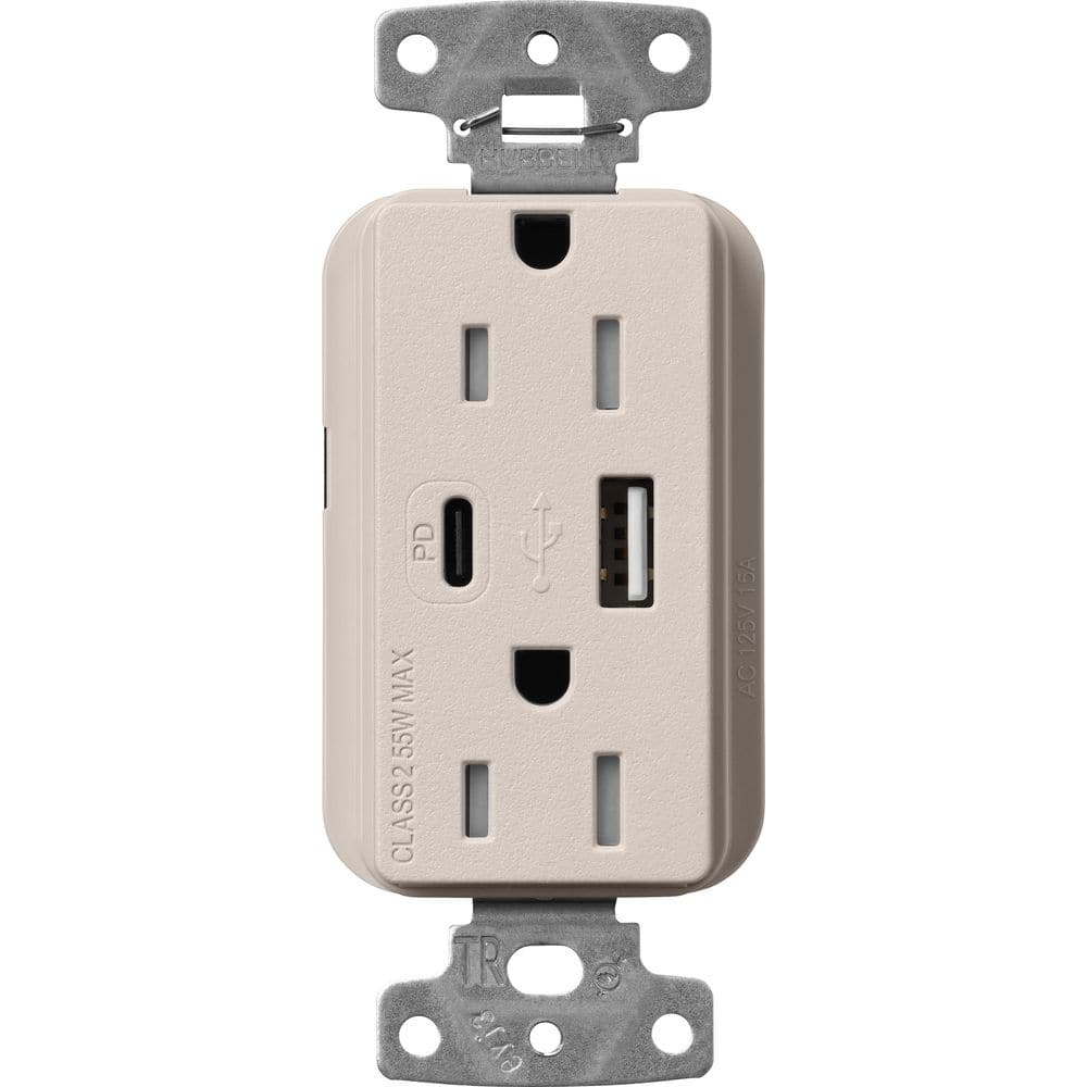 Claro 15 Amp Tamper Resistant USB Type A/C Duplex Receptacle, Decorator Style Outlet, Satin Finish, SCR-15-ACTR-TP, Gray price history on PriceWatchPro