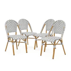 Elgine Gray and Natural Tone Aluminum Outdoor Dining Chair (Set of 4)