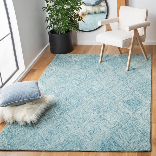 Metro Light Blue Doormat 3 ft. x 5 ft. Geometric Trellis Solid Color Area Rug