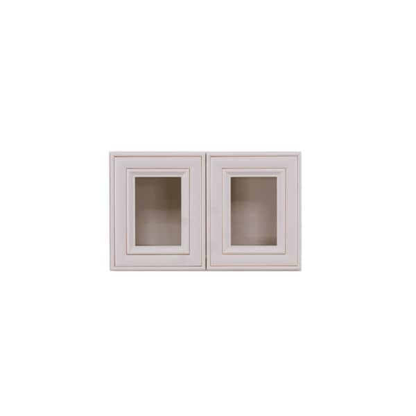 LIFEART CABINETRY Princeton Assembled 24 in. x 12 in. x 12 in. Wall Mullion Door Cabinet with 2 Doors in Creamy White Glazed