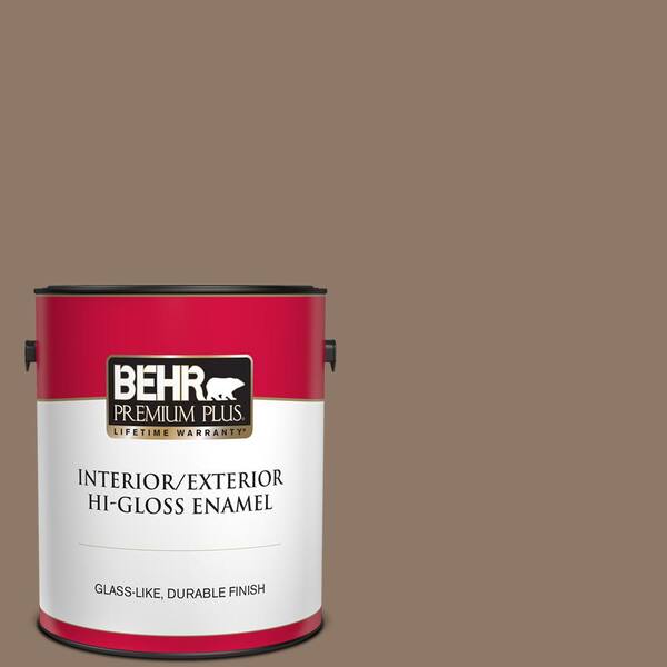 BEHR PREMIUM PLUS 1 gal. #PPU5-05 Coconut Shell Hi-Gloss Enamel Interior/Exterior Paint