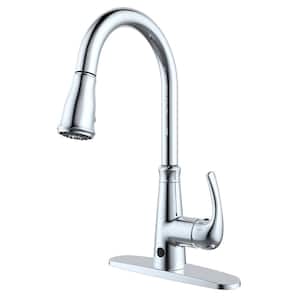 Single-Handle Pull-Down Sprayer Kitchen Faucet with Hands-Free feature in Chrome