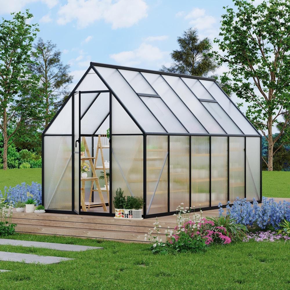 Heavy Duty Polycarbonate Walk-In Greenhouse Kit 6x11 FT with Windproof Aluminum Frame, Lockable Door, Quick Setup Black price history on PriceWatchPro