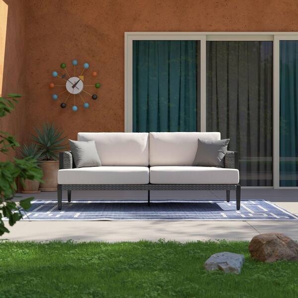 RST BRANDS Vistano Grey Wicker Outdoor 76 in. Couch with