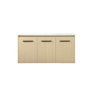 Simply Living 40 in. W x 18 in. D x 19.7 in. H Bath Vanity in Maple with Ivory White Engineered Marble Top