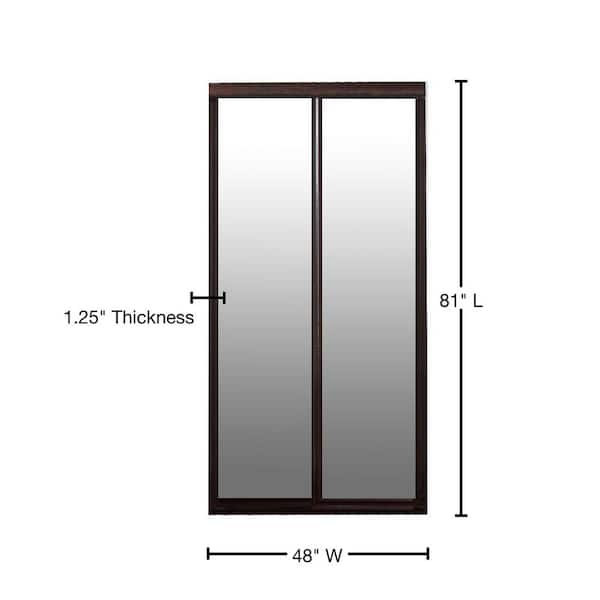 48 in. x 81 in. Aurora Brushed Nickel Aluminum Frame Mirrored Interior  Sliding Closet Door