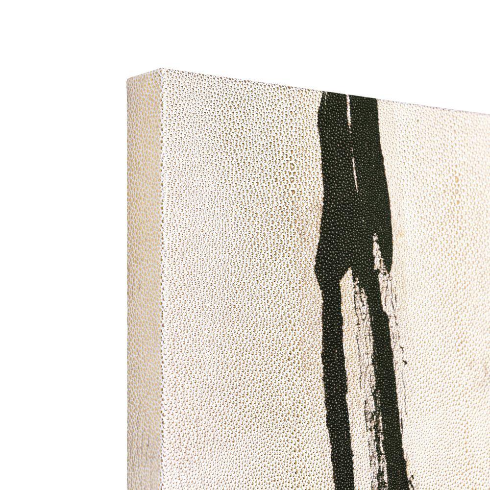 Bold Abstraction Black and White Art on Gold Shagreen Canvas