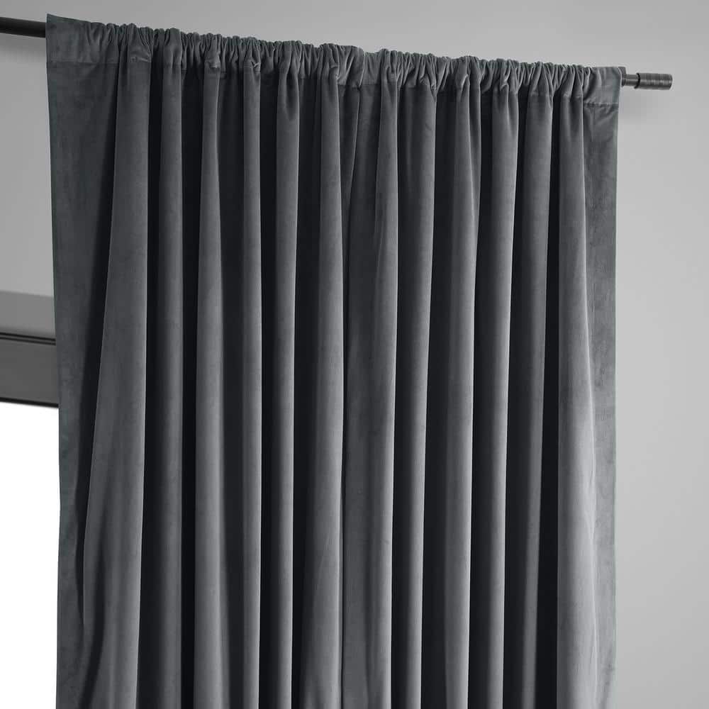 Natural Grey 100W x 96L Velvet Blackout Curtains