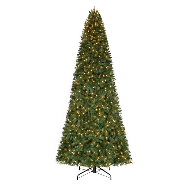 Home Accents Holiday 12 ft. Pre-Lit LED Morgan Pine Quick-Set Artificial Christmas Tree with Warm White Lights