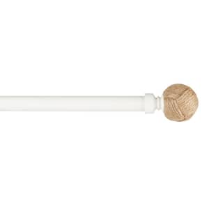 Rope Knot 36 in. - 72 in. Adjustable 1 in. Single Curtain Rod Kit in Matte White with Finial