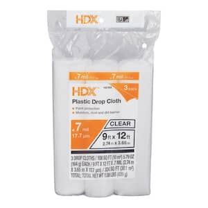 9 ft. x 12 ft. Clear Plastic Drop Cloths (3-Pack)