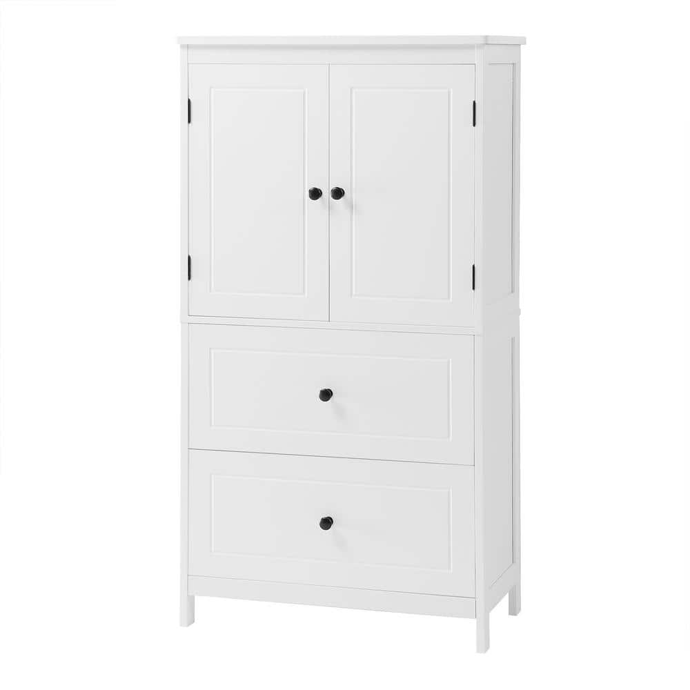 23.6 in. W x 11.8 in. D x 43.3 in. H White Linen Cabinet with 2 Doors and D