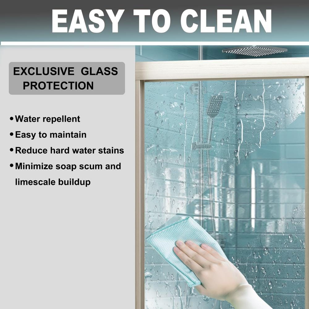 60" Chrome Semi-Frameless Sliding Shower Door with Clear Glass